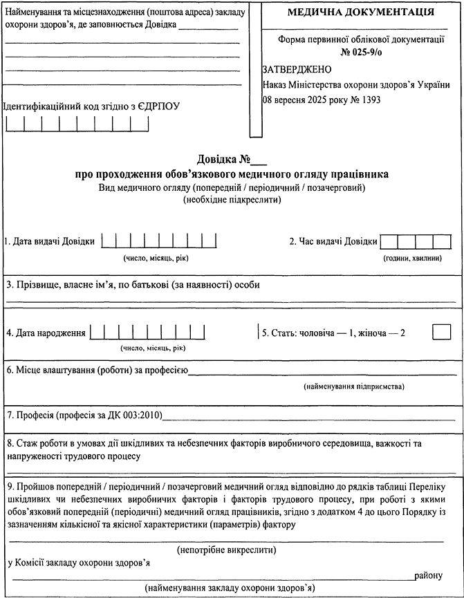 Інструкція щодо заповнення форми первинної облікової документації